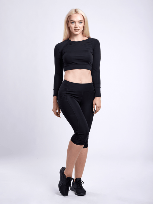 JupiterGear Mid-Rise Capri Fitness Leggings with Side Pockets