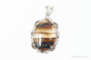 Antique Large Montana Agate Sterling Silver Necklace Pendant