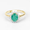1.39 Carat Genuine Zambian Emerald and White Diamond 10K Yellow Gold Ring