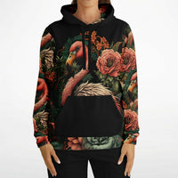 Flamingo Black Elegant Floral Hoodie