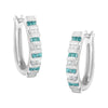 10k White Gold Round and Blue Baguette 1/2 cttw Diamond Hoop Earrings (I-J Color, I2-I3 Clarity)