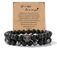 8mm Black Obsidian Onyx Hematite Lava Volcanic Stone Bracelet Leopard Head Bracelet Mens Crystal Beaded Bracelets Black Bead Bracelet Spiritual Protection Bracelet for Men
