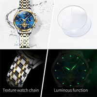 Women's Gold Stainless Steel Multifunction Quartz Watch
