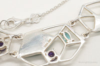 Amethyst Blue Topaz Turquoise Modernist Sterling Silver Necklace