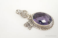 Large Amethyst Butterfly Bali Sterling Silver Necklace Pendant