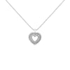 .925 Sterling Silver 1.0 Ctw Diamond Shadow Open Heart Halo 18" Pendant Necklace (I-J Color, I1-I2 Clarity)