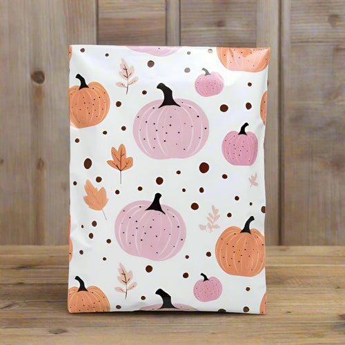 Fall Pumpkin Poly Mailers Size 7.5x10.5 Halloween Shipping Bags