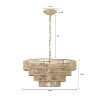 Farmhouse Rattan Pendant Chandelier Lighting with 4-Layer Woven Design
