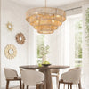 Farmhouse Rattan Pendant Chandelier Lighting with 4-Layer Woven Design