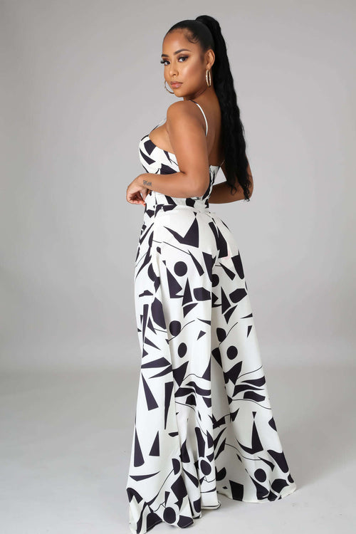 Fasheabe Abstract Shapes Print Pant Set