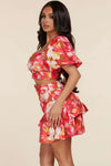 Fasheabe Charming Short Puff Sleeves 2pc Skirt Set