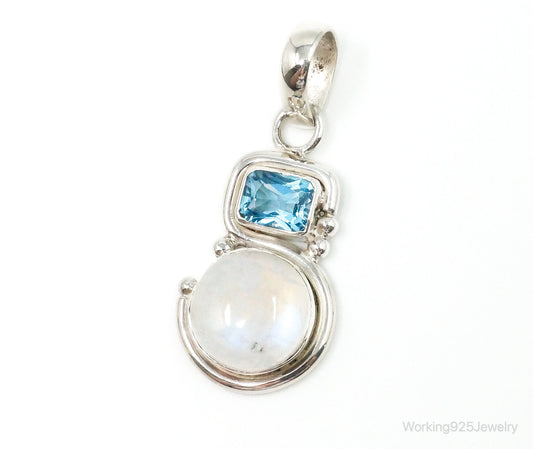 Large Designer SAJEN Blue Topaz Moonstone Sterling Necklace Pendant