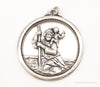 Antique Saint Christopher Protect Us Sterling Silver Pendant