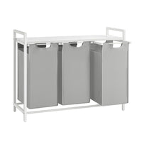 VASAGLE Laundry Hamper Laundry Basket Laundry Sorter with 3 Pull-Out and Removable Bags Shelf Metal Frame 3 x 10 Gallons (38 L) 36.4 x 13 x 28.4 Inches Dove Gray UBLH301W03