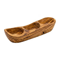 Olive Wood 3-Compartment Centerpiece Serving Tray