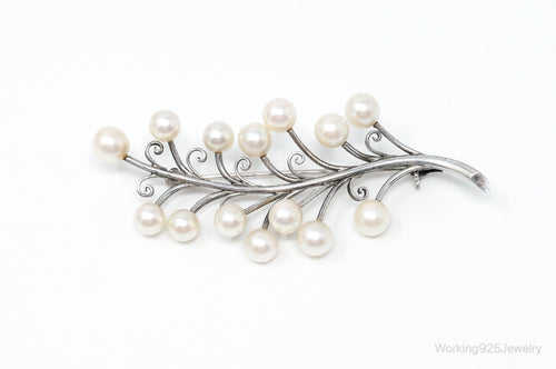 Antique K.T. Pearl Branch Sterling Silver Brooch Pin