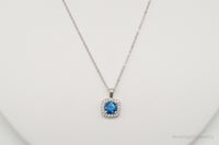 Designer Ryze Blue & White Cubic Zirconia Sterling Silver Necklace
