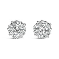 .925 Sterling Silver 1/2 cttw Prong Set Round-Cut Diamond Cluster Stud Earring (I-J Color, I2-I3 Clarity)