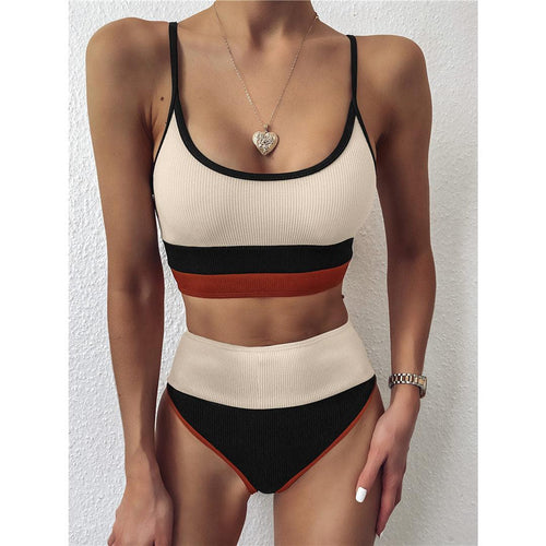Female Swimsuit High Waist Bikini Women High Waist Bikini Set Two Piece Swimsuits Bikini Top With Bottoms Bathing Suits For Teens Girls Women Swimwear Two-pieces Bikini Set Sport Bathing Suit Swim Lady