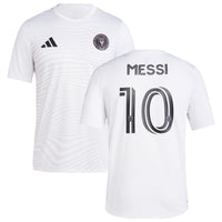adidas Lionel Messi Inter Miami CF #10 Womens Player Name & Number Performance Shirt (White X-Large)