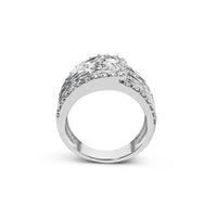 10K White Gold 2 1/2 Cttw Round and Baguette-Cut Diamond Multi-Row Bypass Ring (J-K Color, I2-I3 Clarity) - Ring Size 7