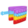 Bubble Pop Fidget Wallet Rainbow Red — Silicone Bi-Fold Popper Wallet for Cash & Cards