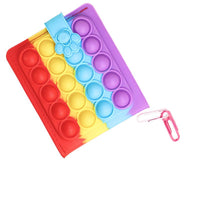Bubble Pop Fidget Wallet Rainbow Red — Silicone Bi-Fold Popper Wallet for Cash & Cards