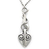 Flame Dangling Heart Necklace Gothic Flame Pendant Silver