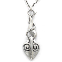 Flame Dangling Heart Necklace Gothic Flame Pendant Silver
