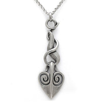 Flame Dangling Heart Necklace Gothic Flame Pendant Silver