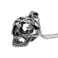 Fractured Skull Pendant Necklace Gothic Stainless Steel