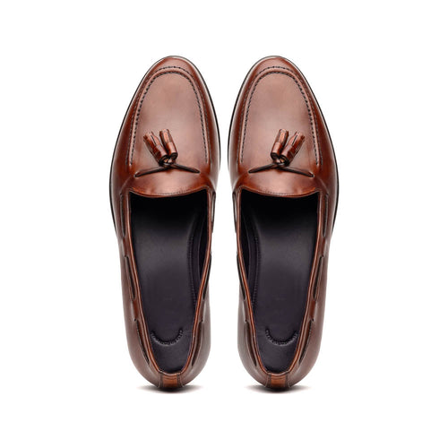 15-586-CGN FRANCO Italian Calfskin Tassel Loafer Cognac