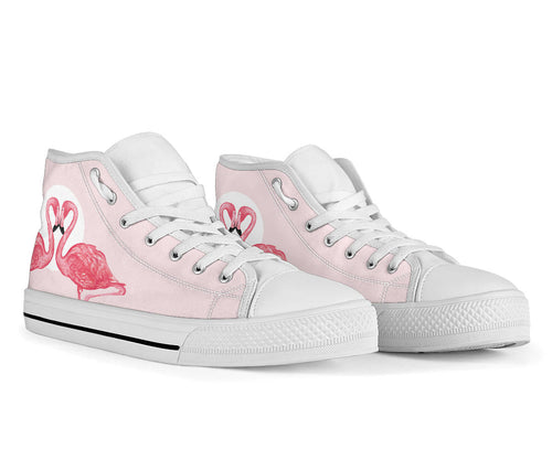 Pink Flamingo Love High Top Shoes