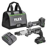 FLEX FXM203-2A Drywall Screw Gun With Magazine Attachment And Cut Out Tool Kit include (2) 2.5Ah Lithium-Ion Batteries, 160W Rapid Charger