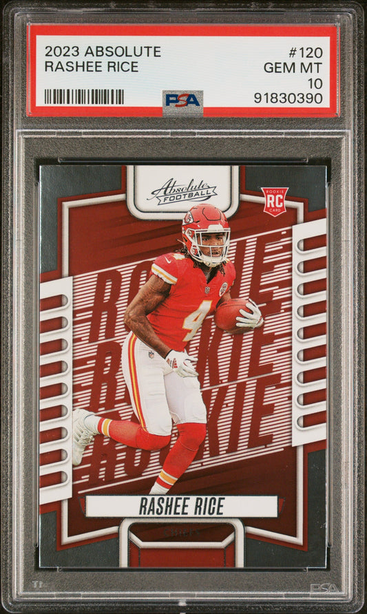 Graded 2023 Panini Absolute Rashee Rice #120 Rookie RC Football Card PSA 10 Gem Mint