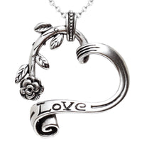 Garden Heart Necklace Floral Pendant Silver Gift For Women