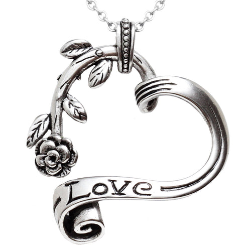 Garden Heart Necklace Floral Pendant Silver Gift For Women