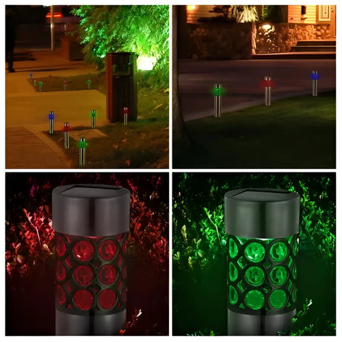 Garden Solar Lamps with RGB Lighting and Stainless Steel Build