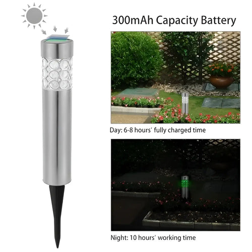 Garden Solar Lamps with RGB Lighting and Stainless Steel Build