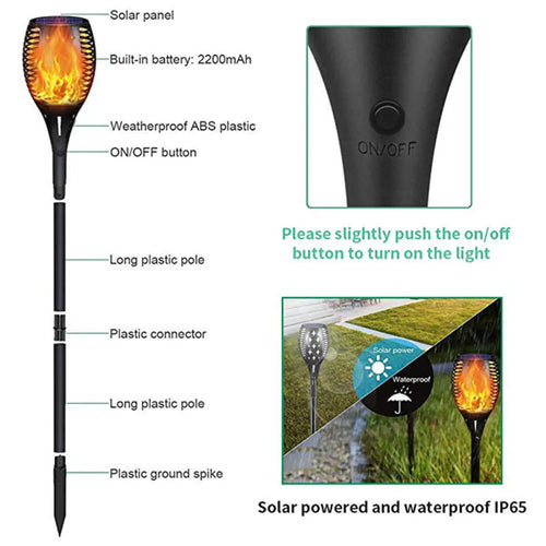 Garden Solar Light with 96 LEDs Torch Effect for Outdoor Landscape Decor