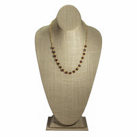 Garnet Bead Chain Necklace 14K Gold Fill Delicate Pendant