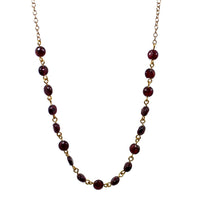Garnet Bead Chain Necklace 14K Gold Fill Delicate Pendant