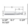 BOSCH 85903MC 1/4 In. x 1 In. Solid Carbide Double-Flute Downcut Spiral Router Bit