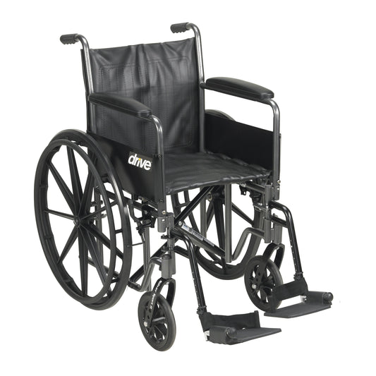 Silver Sport 2 Wheelchair, Detachable Full Arms, Swing away Footrests, 18" Seat RIO Medical Supplies