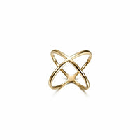 Gold Crisscross Band Ring Women Minimalist Stackable