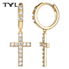 Moissanite VVS1 Drop Earrings 18K Gold Plated 925 Sterling Round Pear Square