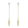 Gold Feather Drop Pearl Earrings