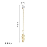 Gold Feather Drop Pearl Earrings