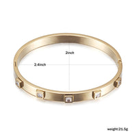 Gold Plated Hinged Bangle With Square Cubic Zirconia