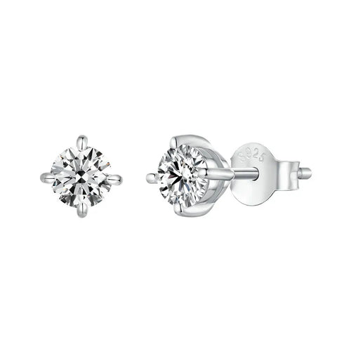 Gold Plated Moissanite Stud Earrings 925 Sterling Silver Engagement Bridal Gift